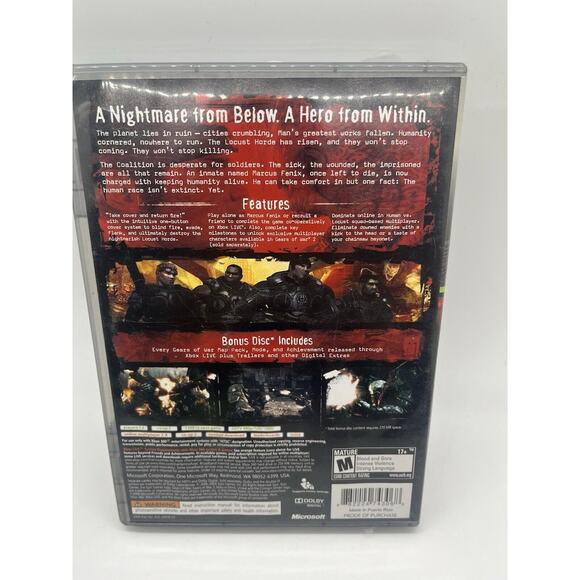 Gears of War + Bonus Disc Xbox 360, 2009 Complete CIB With Manual Tested Working - Picture 3 of 6